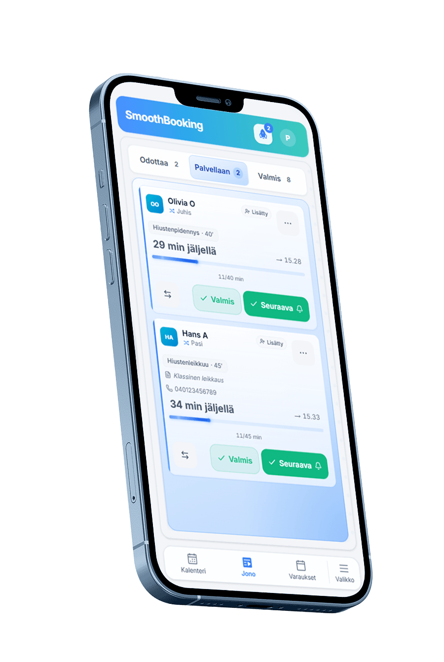 SmoothBooking Pro-kövy på en telefonskärm